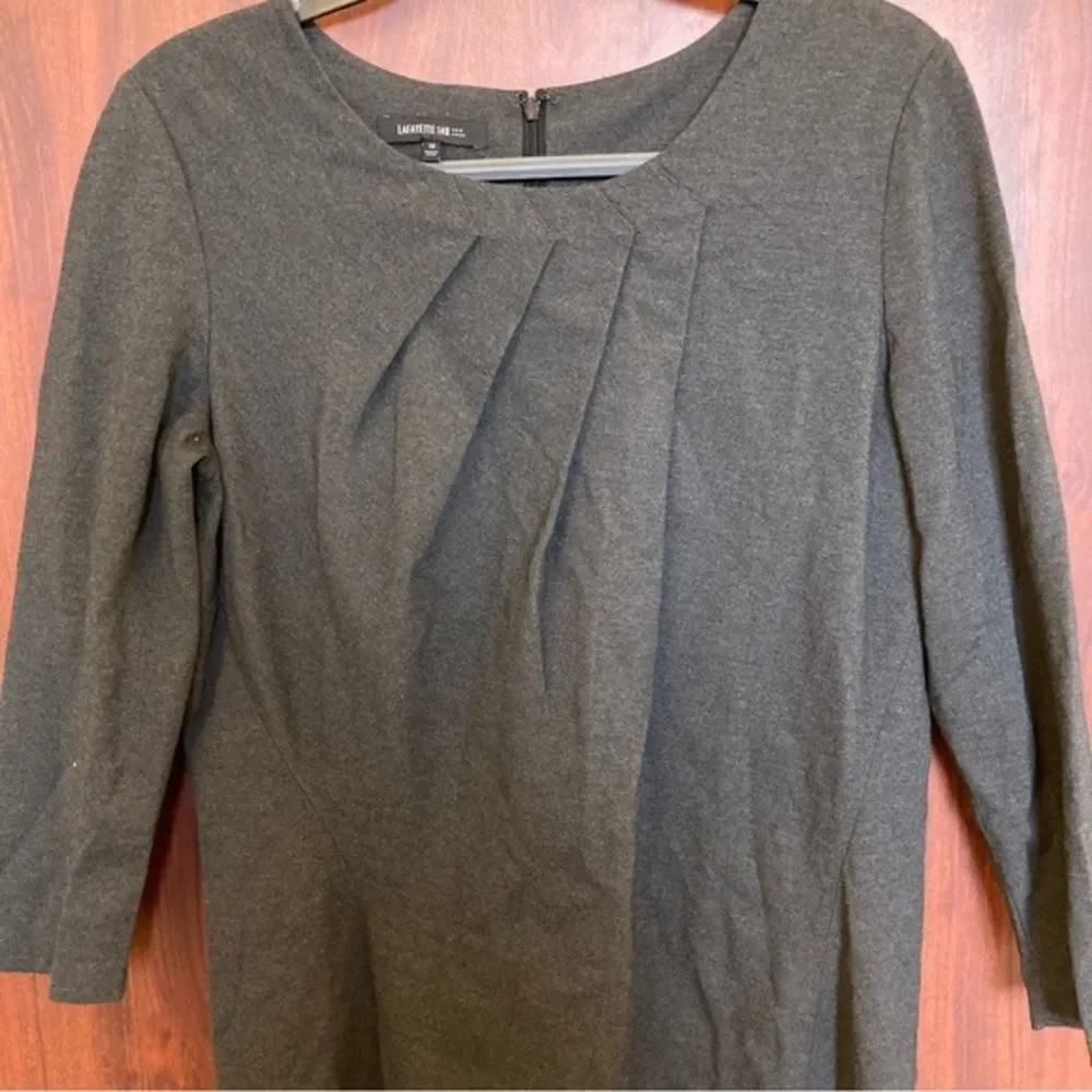 LAFAYETTE 148 New York Gray Sheath Dress Size 12 - Picture 5 of 6